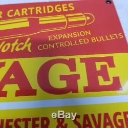 Vintage Savage Bullets Porcelain Sign. 30-30 Winchester Smokeless Remington Rare