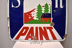 Vintage Shalimar Paint Porcelain Enamel Advertising Sign 24x24 Inches Rare Colle