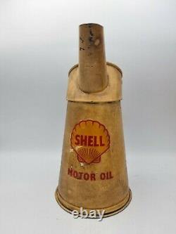 Vintage Shell Motor Oil Quart Pourer Jug 1951 Automobilia Garage Original Rare