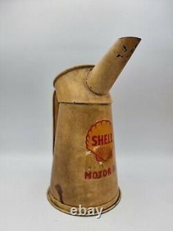 Vintage Shell Motor Oil Quart Pourer Jug 1951 Automobilia Garage Original Rare