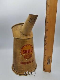 Vintage Shell Motor Oil Quart Pourer Jug 1951 Automobilia Garage Original Rare