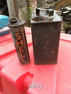 Vintage Shell Oil & Shell Petrol Can Duel Circa 1930 Very Rare Collectable