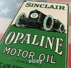 Vintage Sinclair Opaline Motor Oil Porcelain Sign Rare Rectangle Version Gas