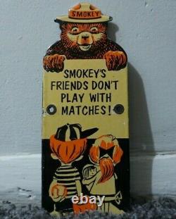 Vintage Smokey Bear Porcelain Metal Us Forest Service Fire Gas Oil Sign Rare Ad