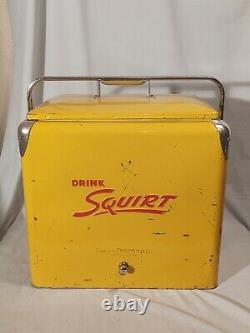 Vintage Squirt Soda Bottle Picnic / Ice Cooler, 1950s Era, Metal, Nice & Rare
