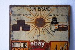 Vintage Sun Brand Boot Polish Advertising Tin Sign Gwalior Rare Collectibles 12