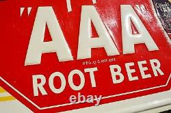 Vintage Super Rare Triple Aaa Root Beer Soda Embossed Sign Near- Mint Scarce