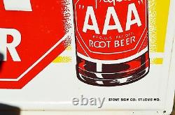 Vintage Super Rare Triple Aaa Root Beer Soda Embossed Sign Near- Mint Scarce