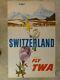 Vintage TWA Switzerland David Klein Airline Poster RARE! Awesome L@@K