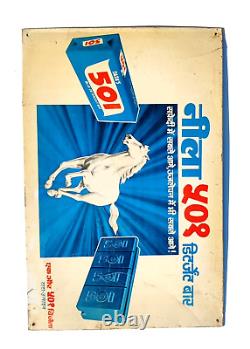 Vintage Tata 50I Blue Detergent Bar Advertising Tin Sign Board Rare Old TS284