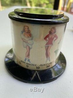 Vintage Thompson Pin Up Advertising Thermometer Unique Rare Beautiful