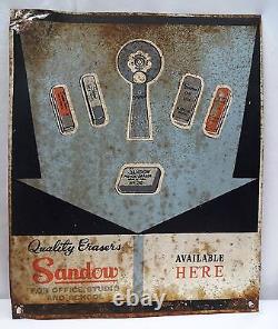 Vintage Tin Advertising Sign Of Sandow Eraser Available Here Rare Collectibles