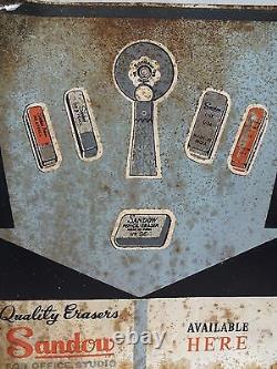 Vintage Tin Advertising Sign Of Sandow Eraser Available Here Rare Collectibles