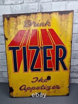 Vintage Tizer Enamel Sign, drink Tizer the appetiser 1930'spop advertising rare