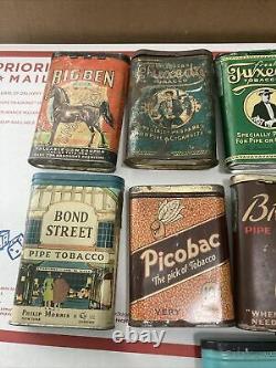 Vintage Tobacco Tin Lot Rare Vertical Pocket Great Graphics Advertising Set 17