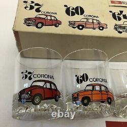 Vintage Toyota Corona 20th Anniversary Glassware Cups Rare 57 60 64 70 73 JDM