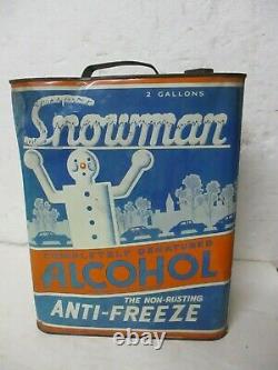 Vintage Ultra RARE 1934 SNOWMAN 2 gallon ANTI FREEZE can denatured ALCOHOL oil