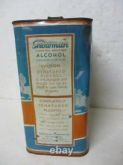 Vintage Ultra RARE 1934 SNOWMAN 2 gallon ANTI FREEZE can denatured ALCOHOL oil