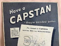 Vintage Very Rare 1937 Original Shop Counter Cardboard Capstan Advertising Card