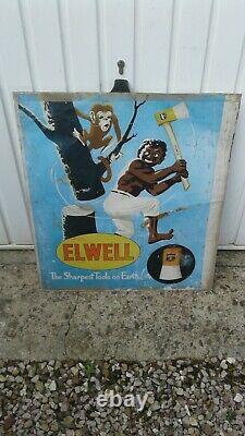 Vintage Very Rare Elwell Tools Pictoral Ally/metal Sign(not Enamel) Original