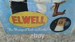 Vintage Very Rare Elwell Tools Pictoral Ally/metal Sign(not Enamel) Original