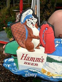 Vintage Very Rare Hamms Beer Boat Case Water Scene Vacuform Bear & Friends Sign