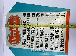 Vintage Very Rare Hard To Find White Tower Metal Restaurant Menu Sign Vgc