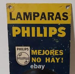 Vintage & Very Rare Philips Argentina Tin Lamp Bulb Wall Tester Display Sign Ad