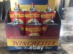 Vintage WINCHESTER GUN OIL STORE DISPLAY RARE! Tin Bottle Can With Tip Protector