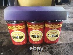 Vintage WINCHESTER GUN OIL STORE DISPLAY RARE! Tin Bottle Can With Tip Protector