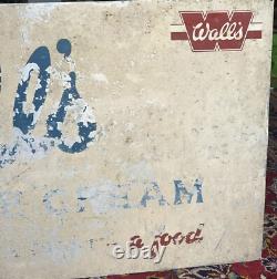 Vintage Wall's Ice Cream Metal Enamel Advertising Sign Rare Collectible