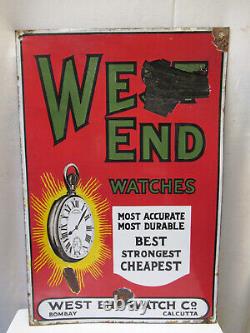 Vintage West And Watches Advertising Porcelain Enamel Sign Made In Belgium Rare