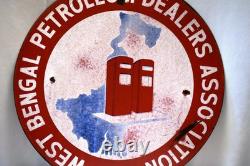 Vintage West Bengal Petroleum Dealers Association Porcelain Enamel Sign 15 Rare