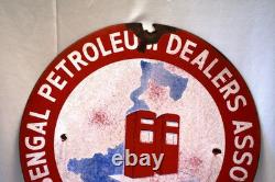 Vintage West Bengal Petroleum Dealers Association Porcelain Enamel Sign 15 Rare Vintage West Bengal Petroleum Dealers Association Porcelain Enamel Sign 15 Rare