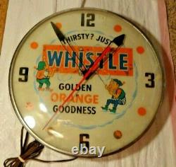 Vintage Whistle advertising clock sign-rare version with 2 elves