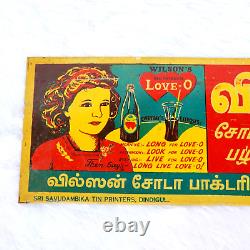 Vintage Wilson Love O Cold Drink Advertising Tin Sign Rare Old Collectible TS428