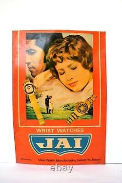 Vintage Wrist Watch Advertising Tin Sign Board Litho Jai Brand Collectibles Rare