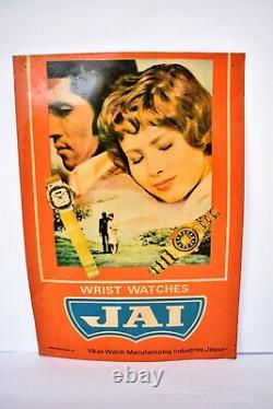 Vintage Wrist Watch Advertising Tin Sign Board Litho Jai Brand Collectibles Rare