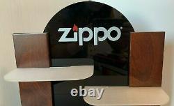 Vintage Zippo Display Store wood glass plastic rare collectibles