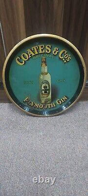 Vintage antique old rare advertisements Coates & Co Plymouth gin tin tray