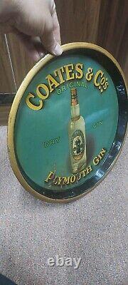 Vintage antique old rare advertisements Coates & Co Plymouth gin tin tray