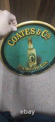 Vintage antique old rare advertisements Coates & Co Plymouth gin tin tray
