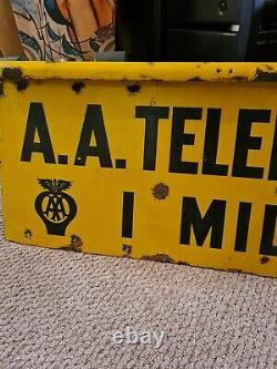 Vintage enamel sign AA telephone double sided super rare origanal sign