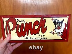 Vintage enamel sign- Rare- Punch -For all the best jokes- old garnier sign