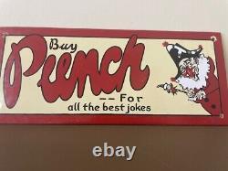 Vintage enamel sign- Rare- Punch -For all the best jokes- old garnier sign