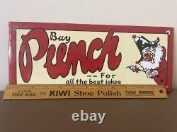 Vintage enamel sign- Rare- Punch -For all the best jokes- old garnier sign