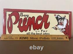 Vintage enamel sign- Rare- Punch -For all the best jokes- old garnier sign