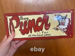 Vintage enamel sign- Rare- Punch -For all the best jokes- old garnier sign