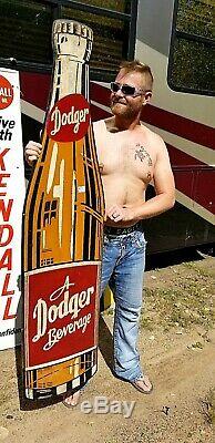 Vintage lg Rare Dicut Dodger Cola Beverage Soda Pop Metal Sign 65inX16 Iowa