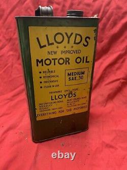 Vintage oil can automobilia petrol Gallon old Rare Lloyds